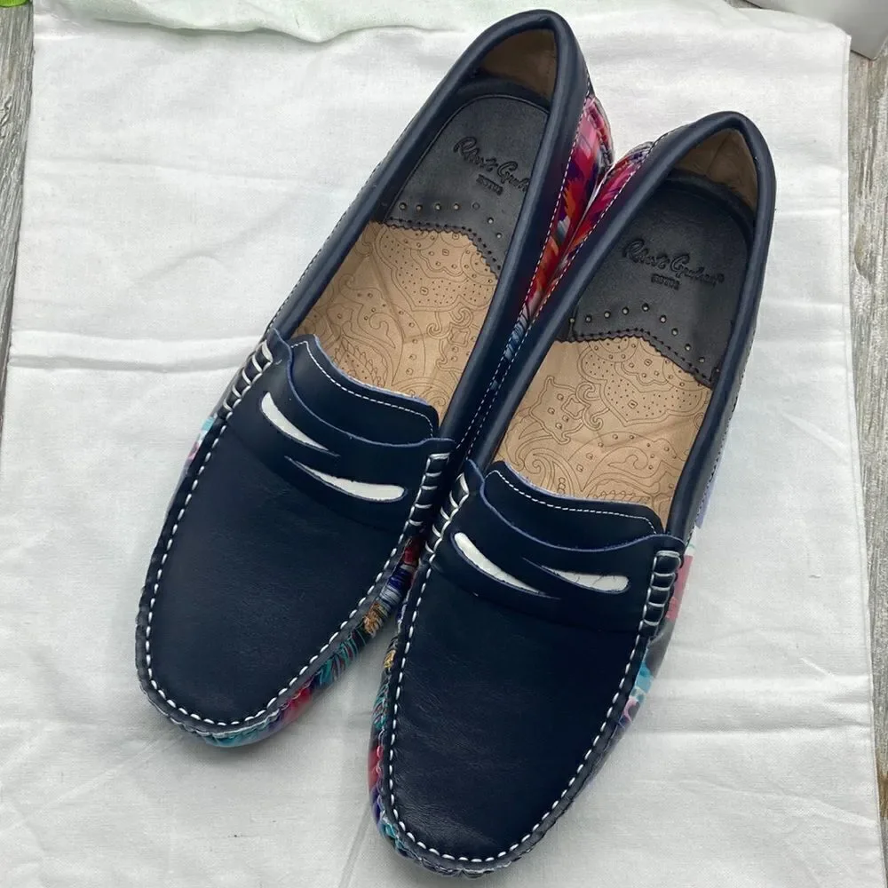 ROBERT GRAHAM Russell Leather Driver Loafer Shoe Hand Painted Size 9